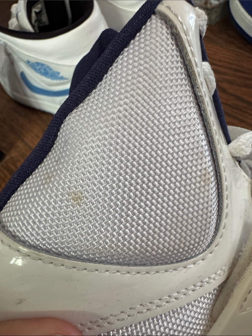 Jordan Men's High-Top Athletic Sneakers in White and Navy - Picture 9 of 9